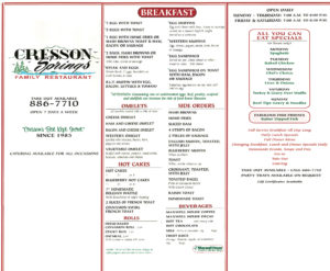 cresson springs menu cresson pennsylvania